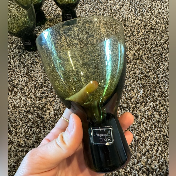 Vintage Lenox Imperial Glass Reflection Verde Green MCM Set of 4 Goblets - Picture 3 of 3